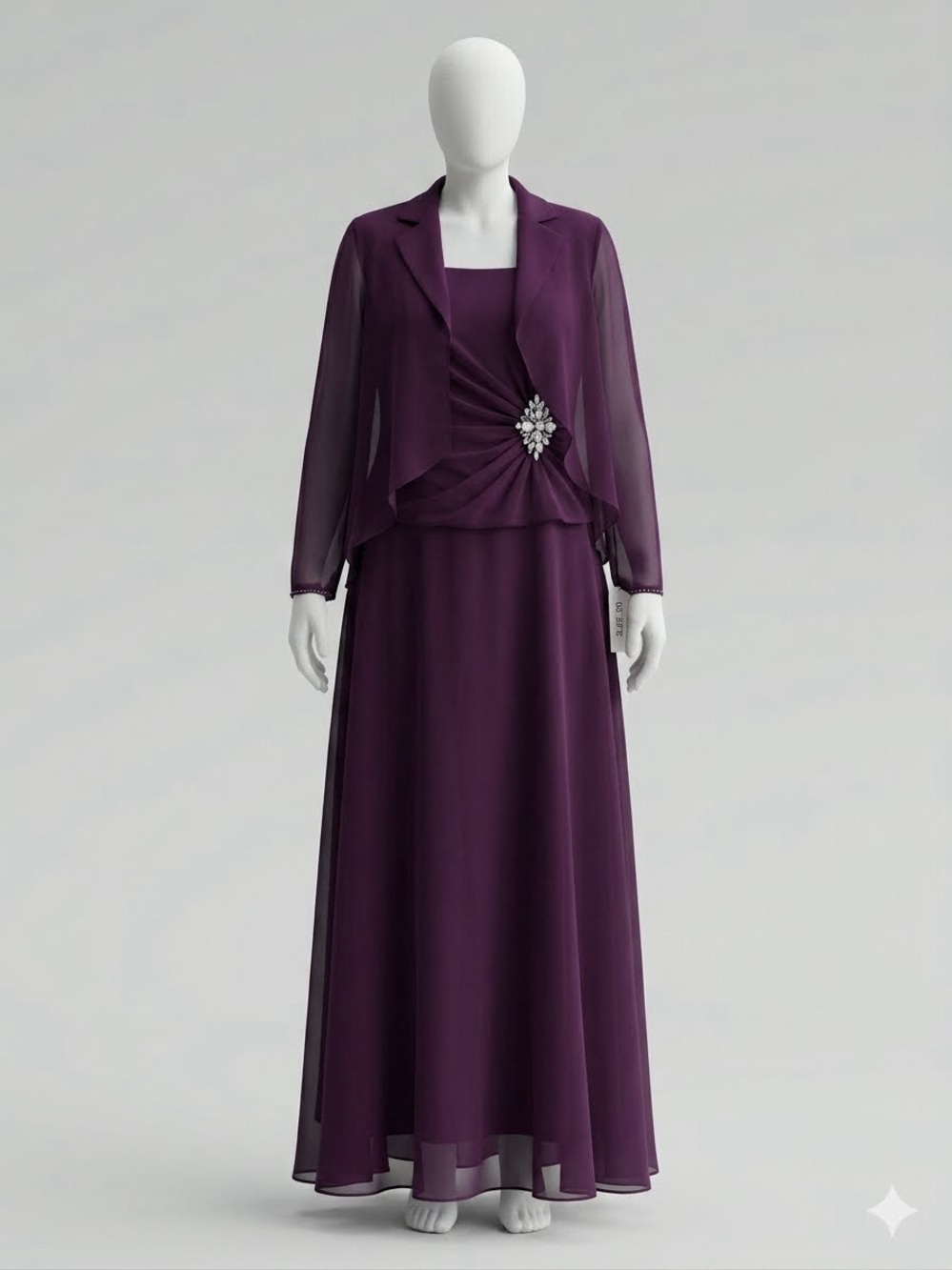 Modern Maids Purple  Evening Gown-Matching Jacket Dolman Sleeve Party Wedding
